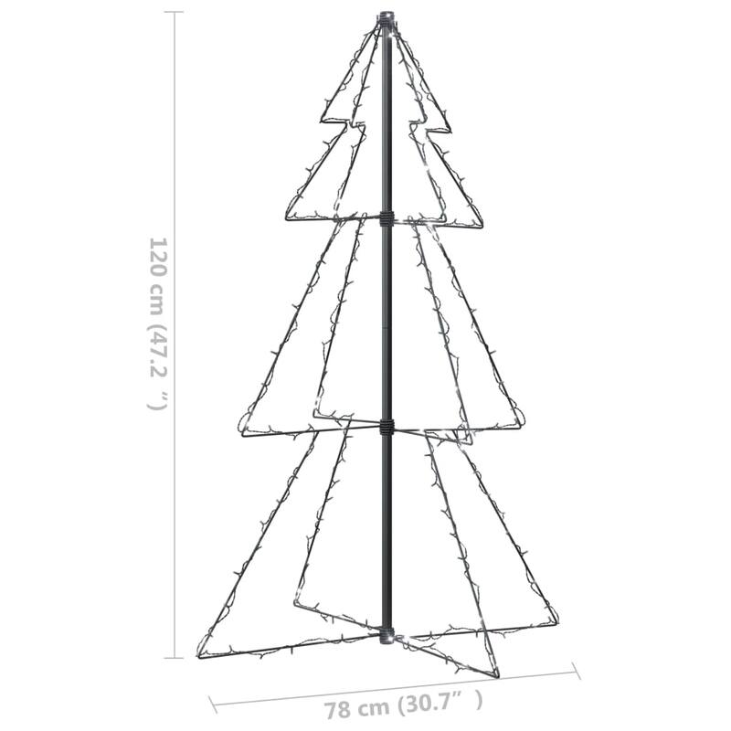 vidaXL Christmas Cone Tree Artificial Xmas Tree with LEDs Christmas Lighting