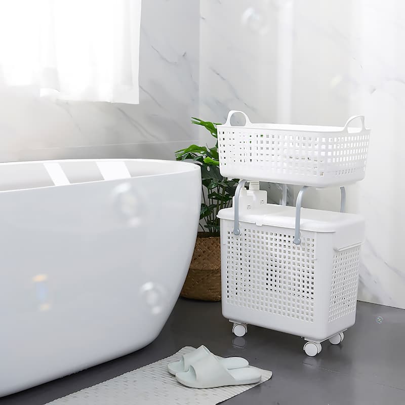 HANAMYA Laundry Hamper and Basket Set - 1 Hamper and 1 Basket