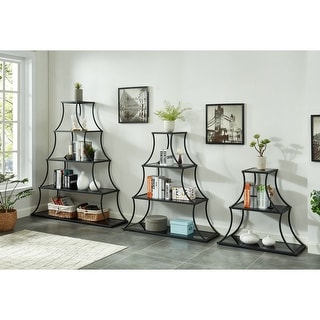 Gliny Contemporary Glass Shelves Open Back Bookcase by Furniture of America