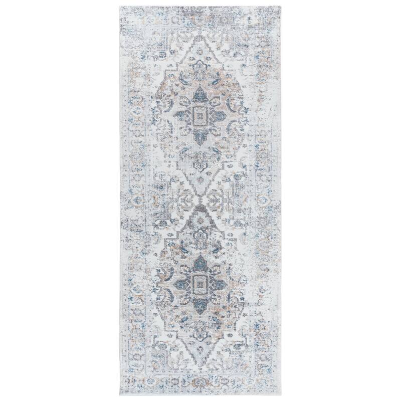 Alora Decor Lavish Rustic Blue Polypropylene/Polyester Area Rug - 2'7" x 8'