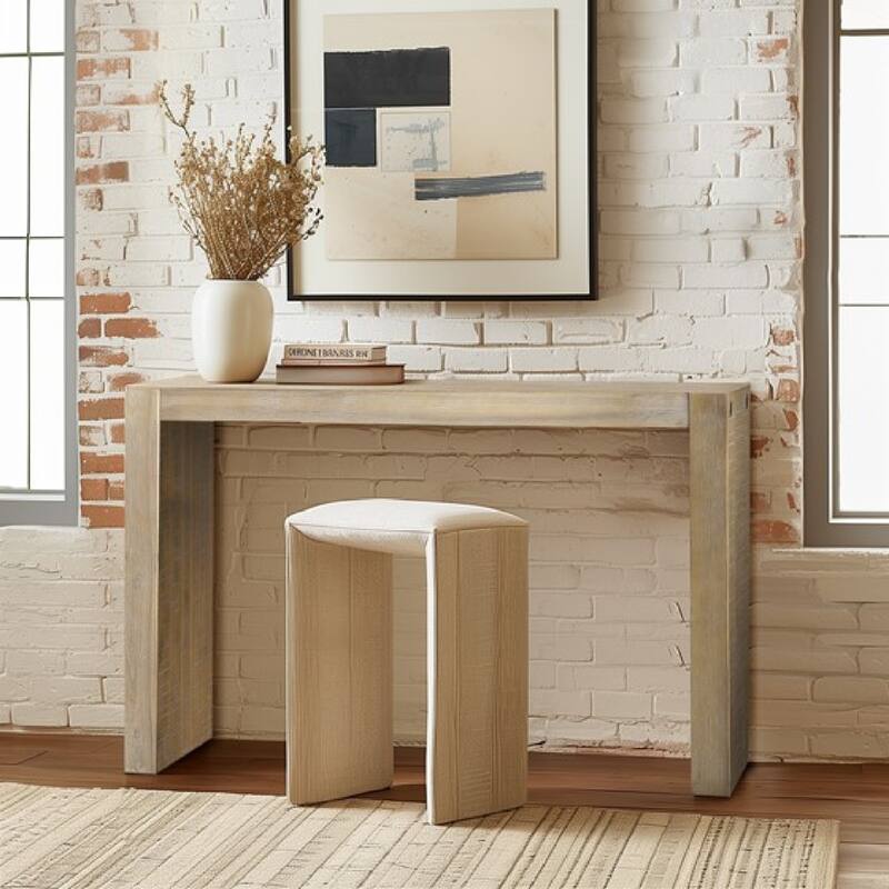 Roomfitters 54 Inch Solid Wood Console Table, Narrow Entryway Accent Table, Modern Sofa Table, Natural