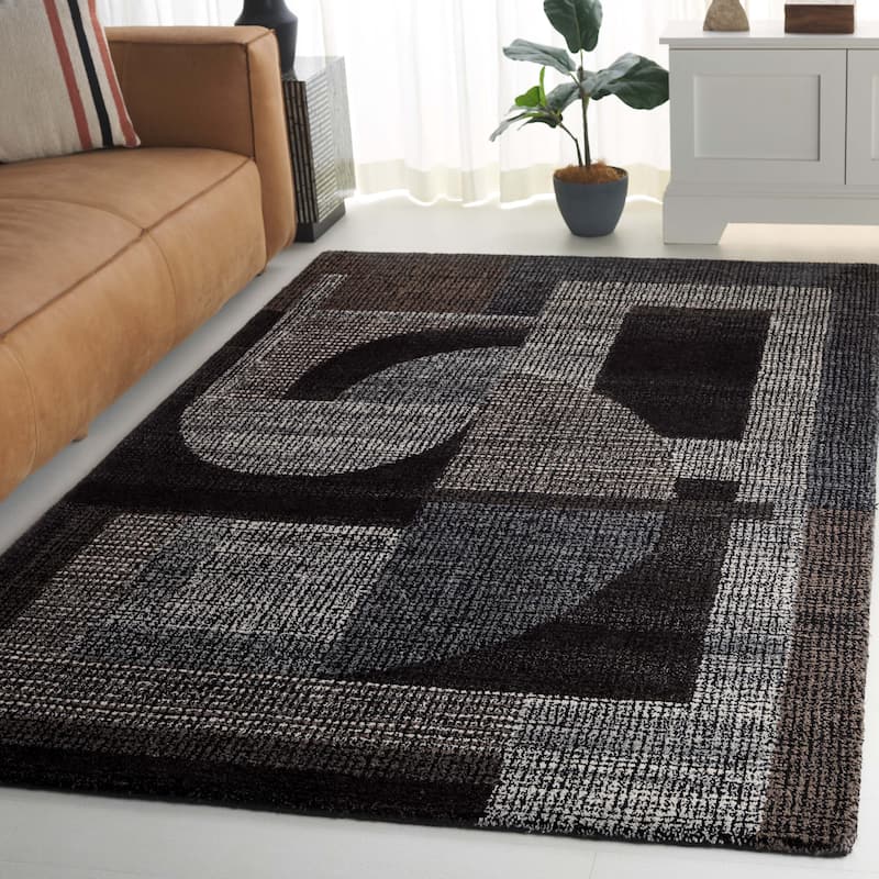 SAFAVIEH Handmade Fifth Avenue Sigbritt Mid-Century Modern New Zealand - 5' x 8' - Black/Grey - Rectangle