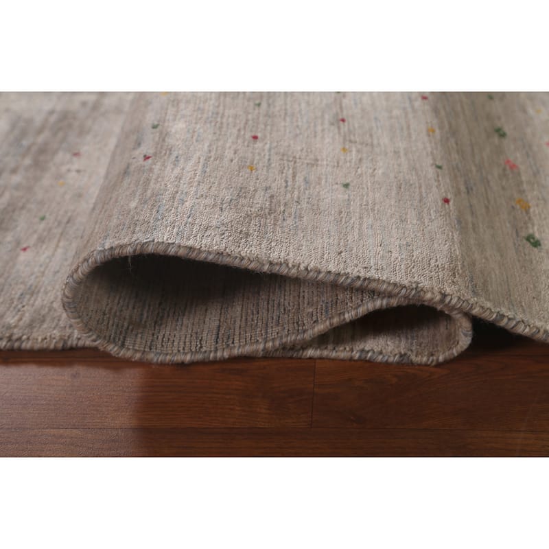 Beige Gabbeh Indian Area Rug Handmade Wool Carpet - 8'3"x 9'8"