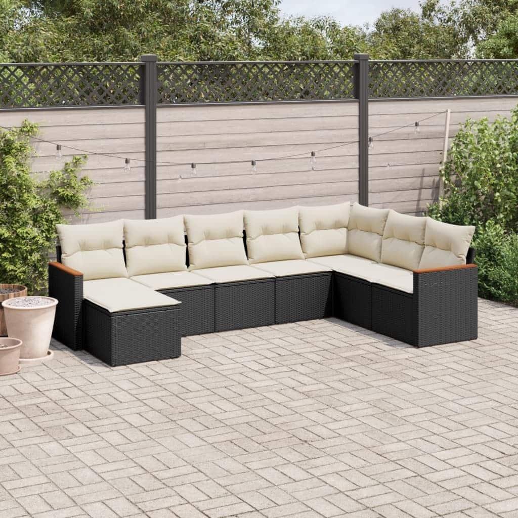 vidaXL Patio Sofa Set with Cushions Outdoor Conversation Furniture Poly Rattan - 24.4 x 24.4 x 27.2 in