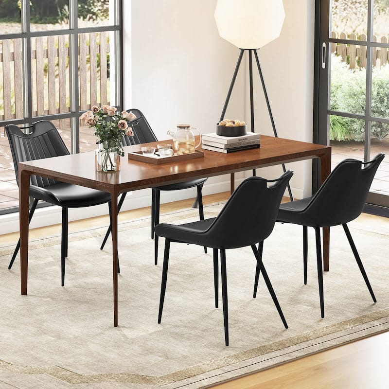 Costway Dining Chair Set of 4 Faux Leather Upholstered Kitchen Chairs - See Details