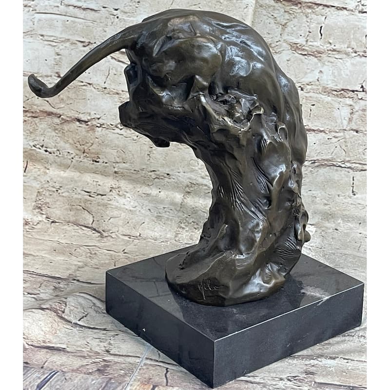 Pouncing Cougar Mountain Lion Cat Bronze Statue Sculpture Figure 11.5 Inches X 12 Inches