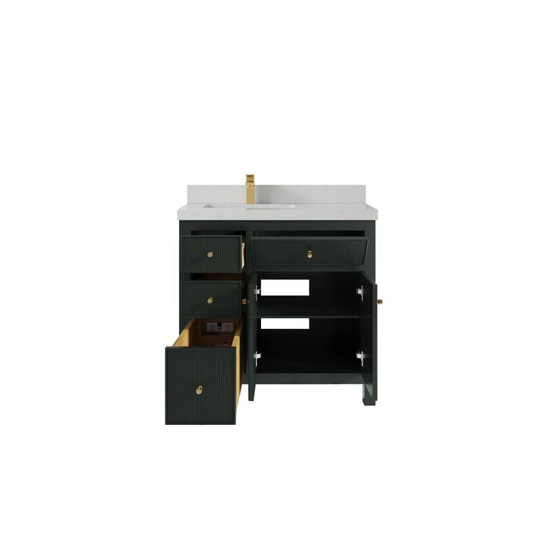 Willow Collections 36 in W x 22 in D Sonoma Left Offset Free Standing Reeded Bathroom Vanity with Countertop