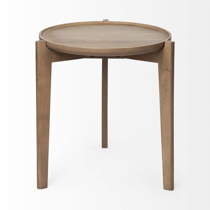Cleaver I Medium Brown Solid Wood Round Accent Table