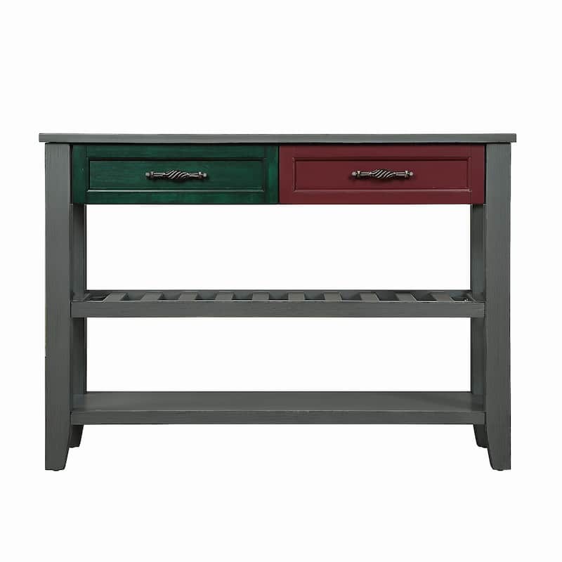 Console Sofa Table with 2 Storage Drawers and 2 Tiers Shelves