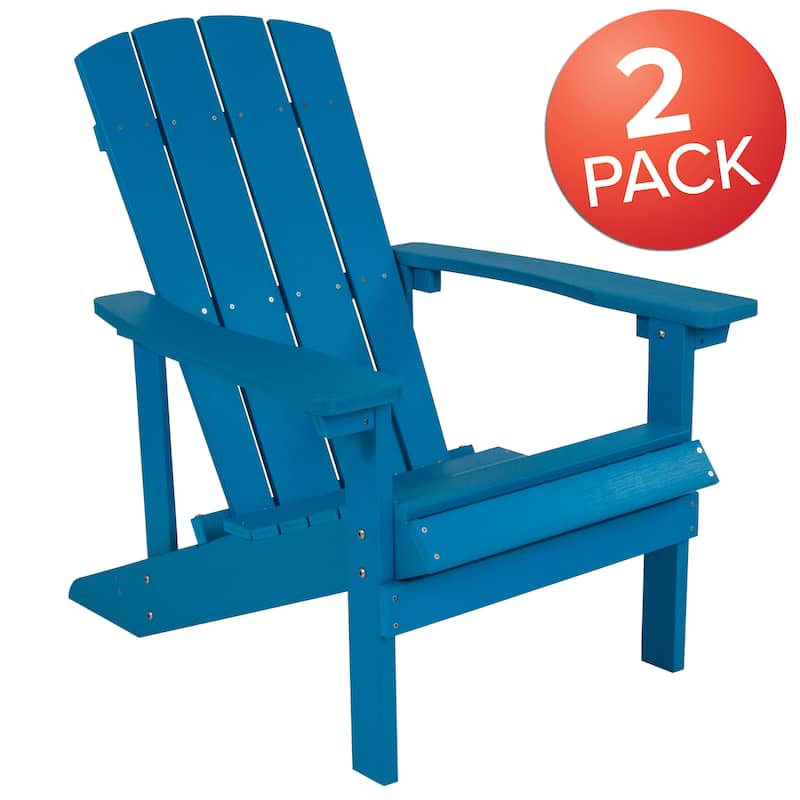 Outdoor All-Weather Poly Resin Wood Adirondack Chairs (Set of 2)
