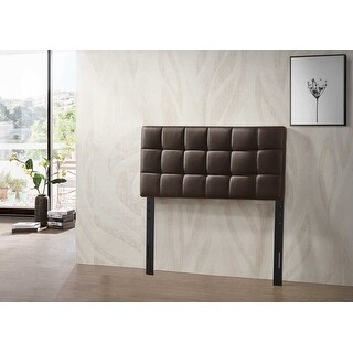 Varya Tufted Faux Leather Upholstered Panel Headboard (Brown/ Black)