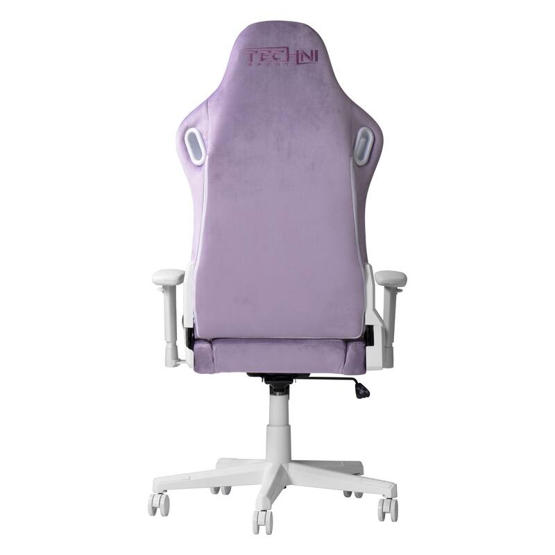 Ergonomic Velvet Gaming Chair with Memory Foam, Adjustable Height & Reclining Backrest - Purple
