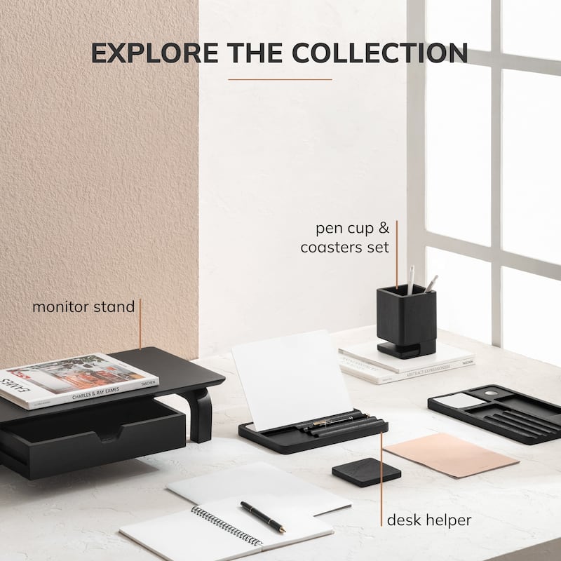 Jani Wooden Desk Organizer with Magnetic Whiteboard - Solid Wood, Hidden Storage & Anti-Skid Base for Home, Office & Workspaces