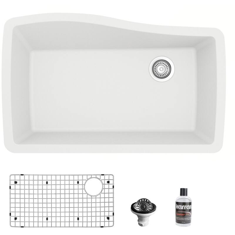 Karran USA QU-722-PK1 Quartz QU 33-1/2" Undermount Single Basin Quartz
