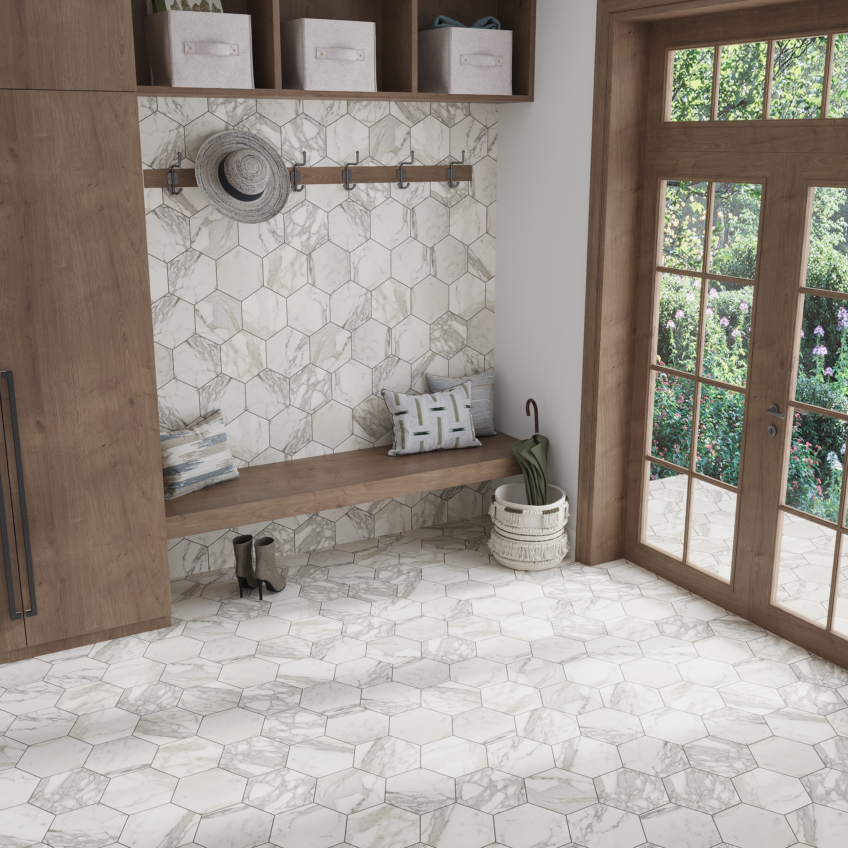 Apollo tile 10 x 10 Serena Honed White Gray Calacatta Gold Honed Marble Tile (2.95 sq ft/case) - 5 Pack