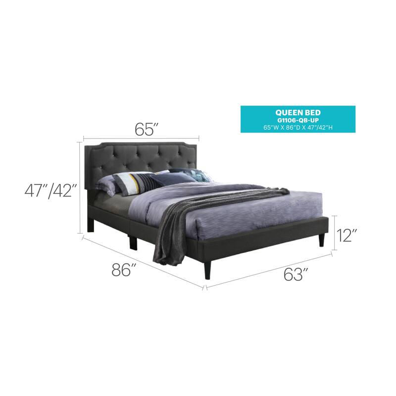 Black Queen Bed with Casual Transitional Style, Sleek Finish and Spacious Frame for Comfortable Bedroom Living