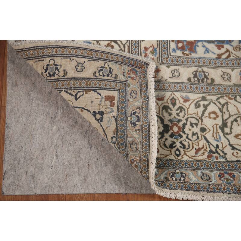 Hand Knotted Oriental 100% Wool Carpet Traditional Floral Black Nain Area Rug - 11' 9'' X 7' 11''