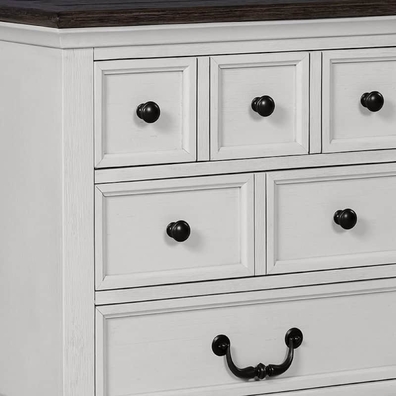 Hamps Nightstand, USB A-C, 3 Drawers, White and Dark Brown, 28 Inch