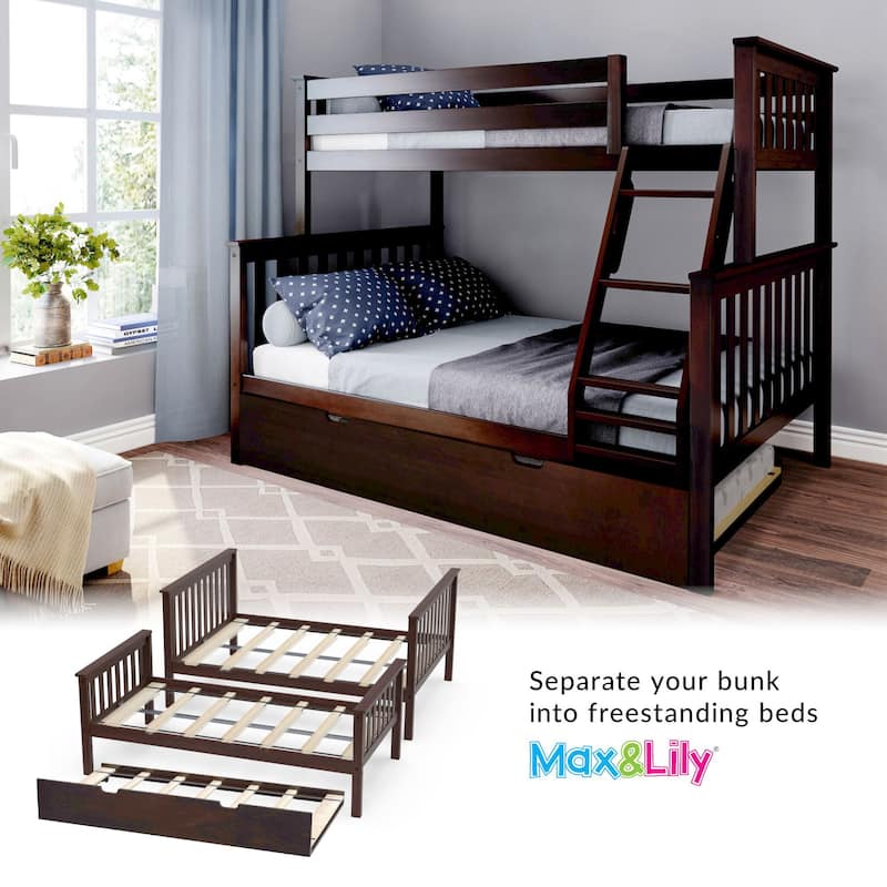 Max and Lily Twin over Full Bunk Bed with Trundle Bed