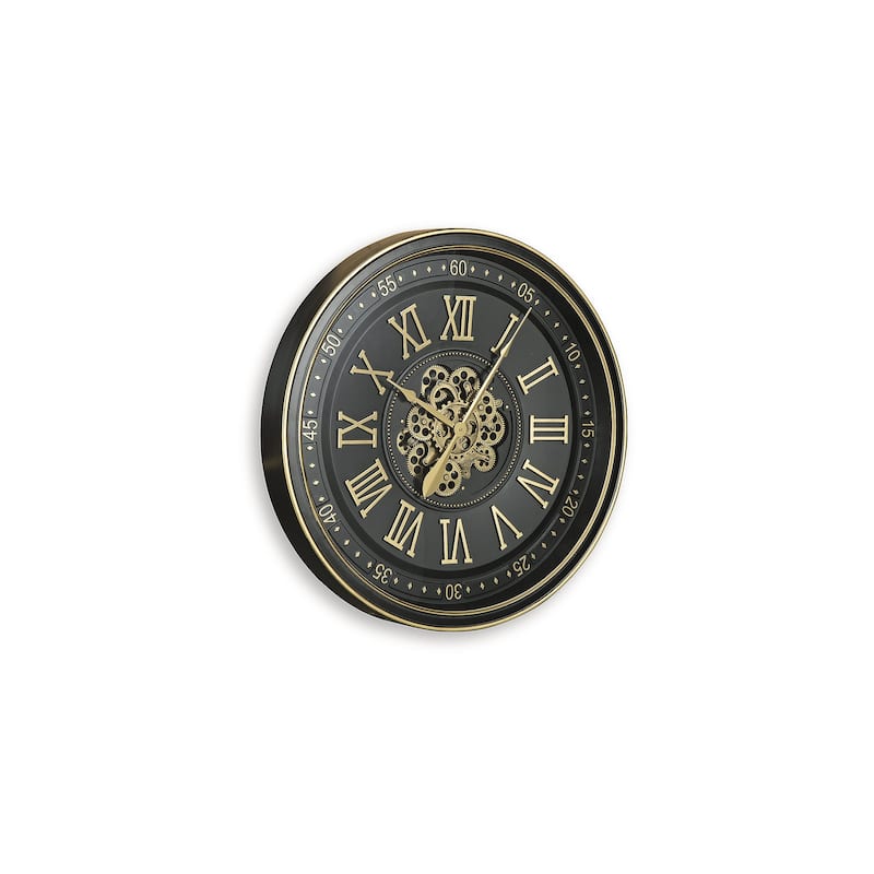 Signature Design by Ashley Dairton Black/Gold Finish Wall Clock - 32" W x 4" D x 32" H