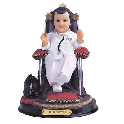 Q-Max 9"H Child Doctor on Chair Statue Baby Jesus Nino Doctor Nino Kid Religious Figurine