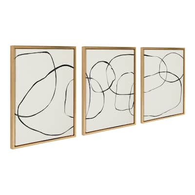 Kate and Laurel Sylvie Dancing Circles BW Framed Canvas by Teju Reval