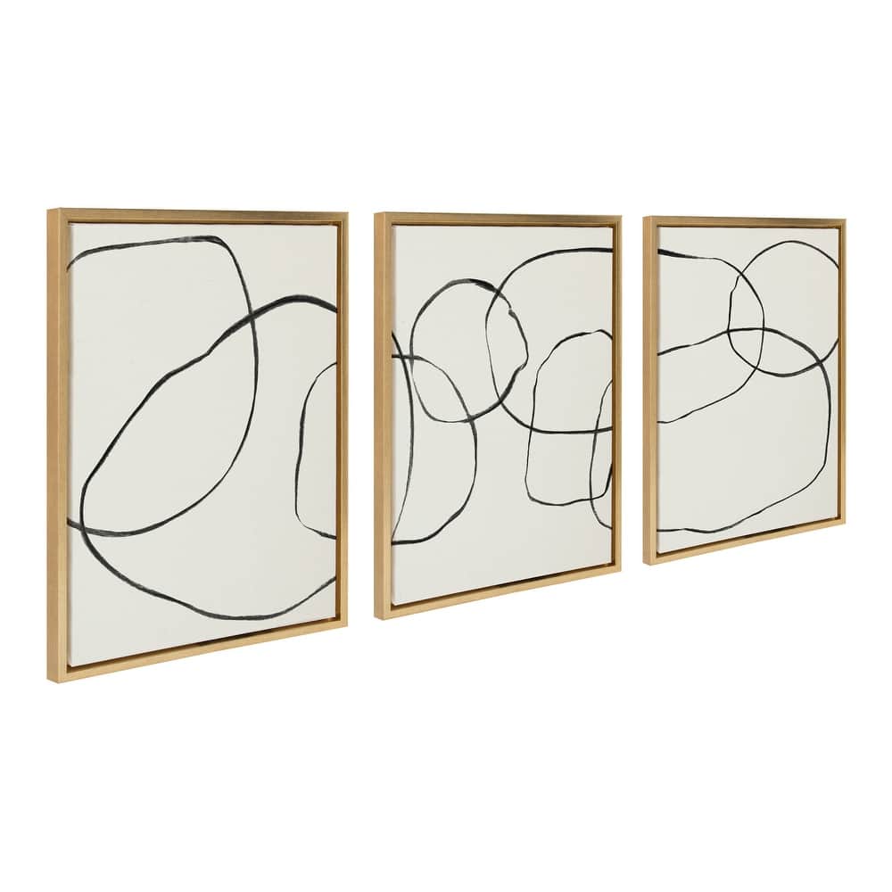 Kate and Laurel Sylvie Dancing Circles BW Framed Canvas by Teju Reval