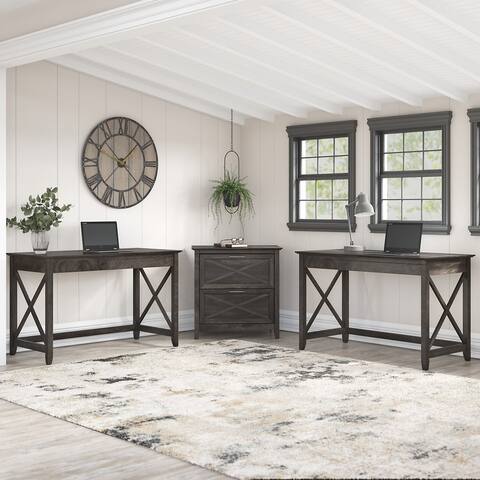 Key West 2 Person Desk Set with Lateral File Cabinet by Bush Furniture