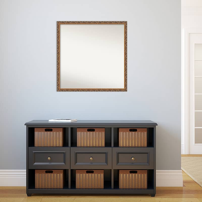Non-Beveled Wood Wall Mirror - Antique Bronze Frame