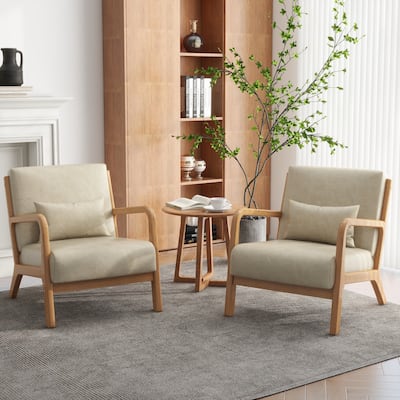 Upholstered Armchair Accent Chairs with Pillows Set of 2