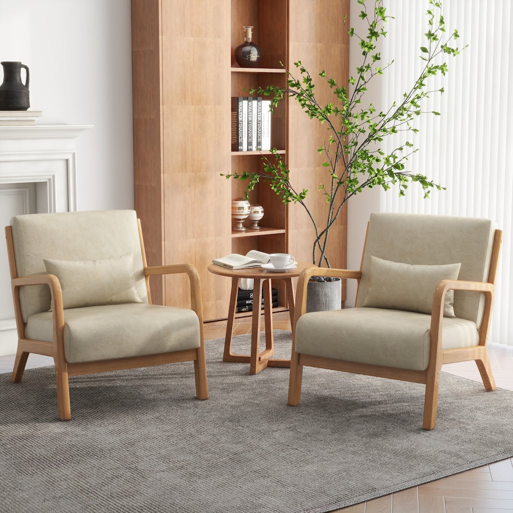 Upholstered Armchair Accent Chairs with Pillows Set of 2