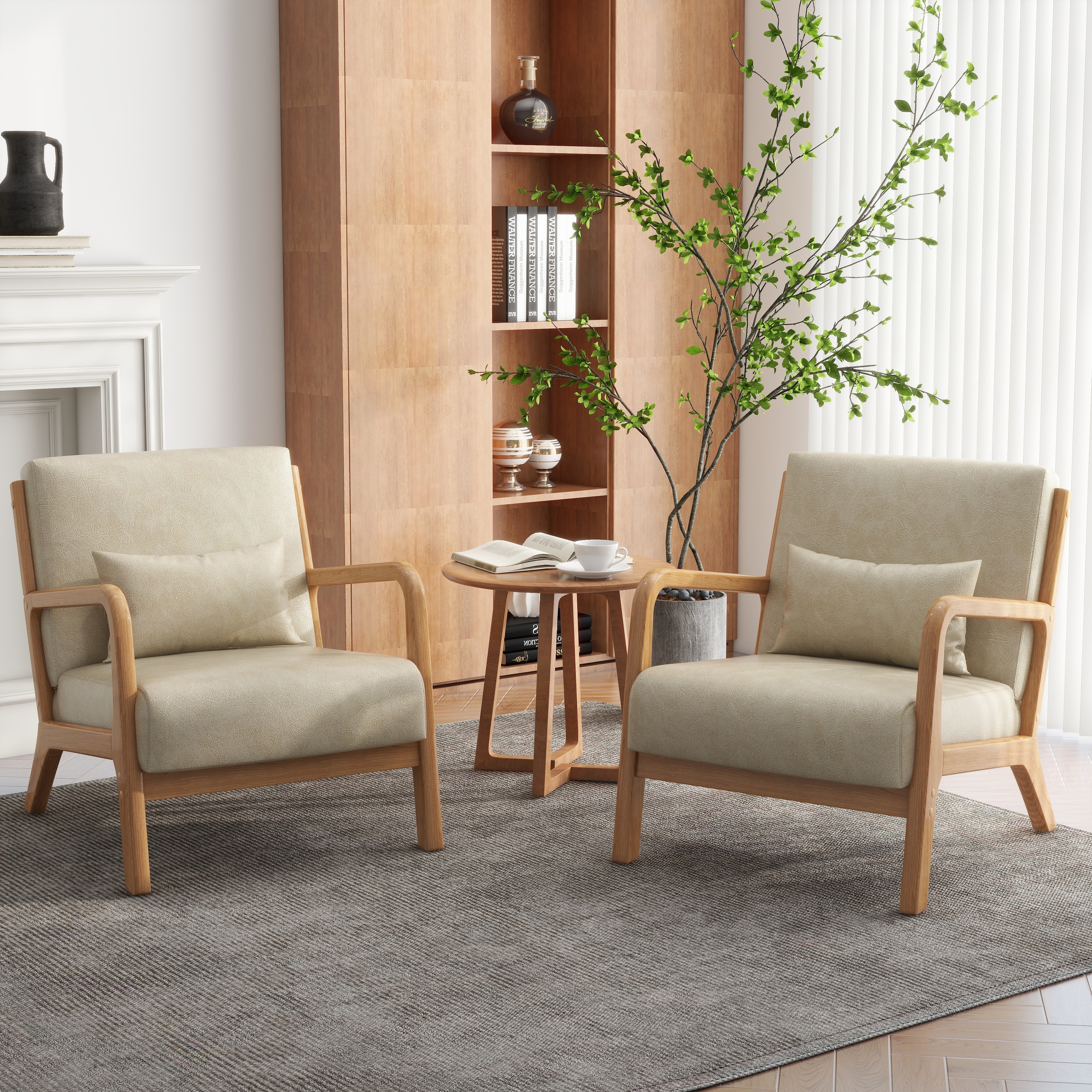 Upholstered Armchair Accent Chairs with Pillows Set of 2