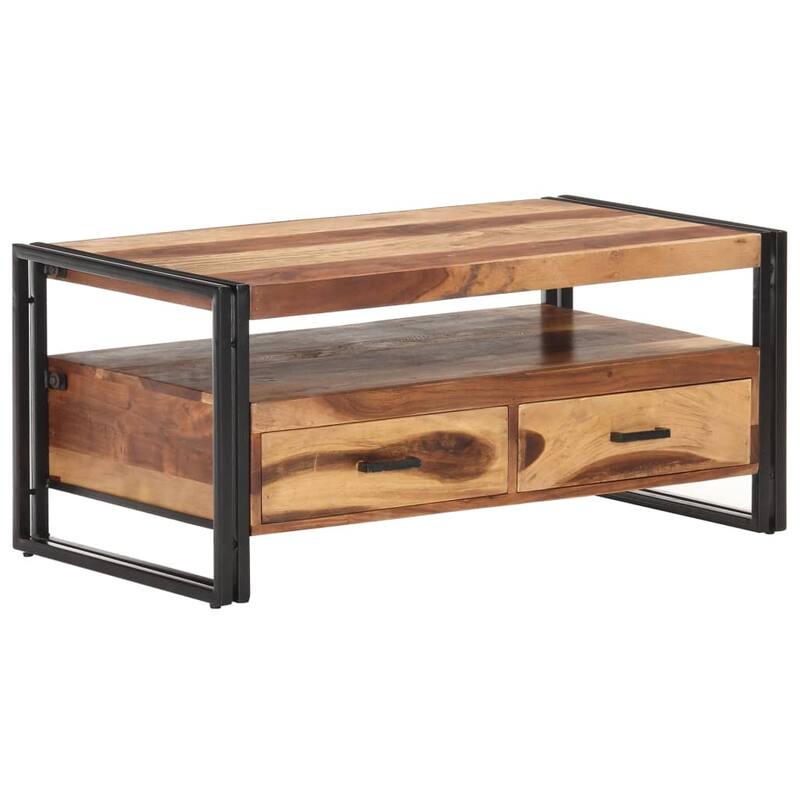vidaXL Solid Wood Console Table with Steel Leg