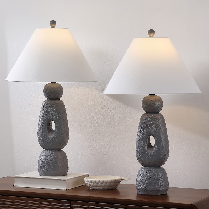 Henge 28" Organic Resin/Metal Stacked LED Table Lamp, (Set of 2) By JONATHAN Y