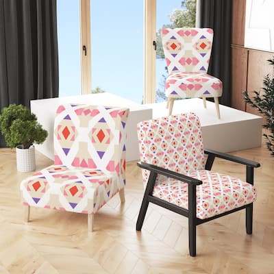 Designart "Triangular Retro Design VII" Upholstered Mid-Century Accent Chair - Arm Chair