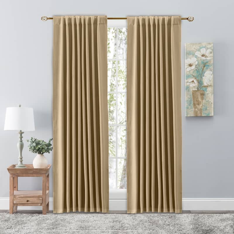 Glasgow Elegant Rod Pocket Curtain Panel with Back Tabs - 56"W x 63"L - Harvest Brown
