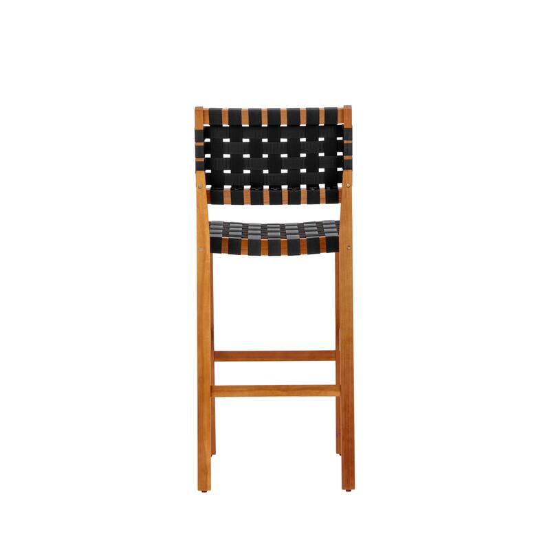 Christopher Knight Home - Solano Outdoor Acacia Wood Bar Height Dining Chairs with Woven Rope Seat & Back, Set of 2