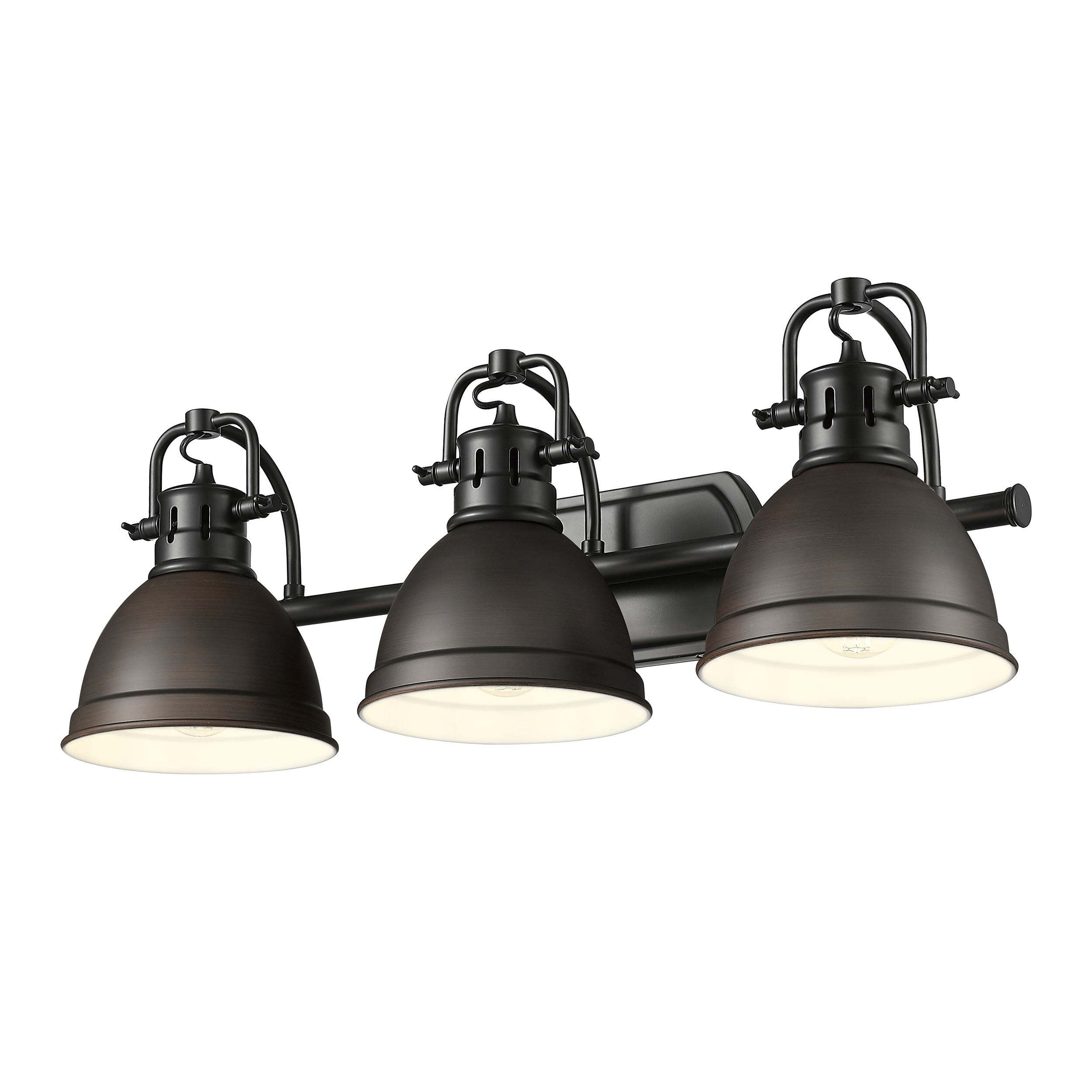 Golden Lighting Duncan 3-Light Vanity Light - Matte Black - Rubbed Bronze Shade