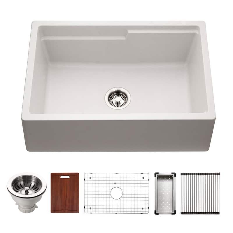 Houzer W-130-C Quartztone 30" Farmhouse Single Basin Granite Composite - Cloud