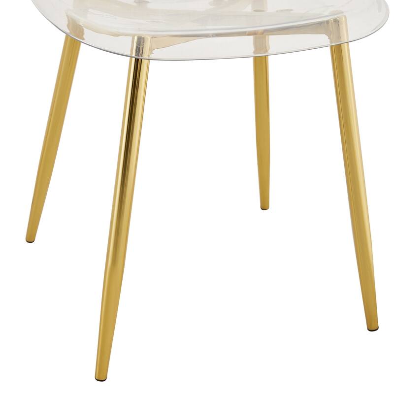 Modern Kitchen Chairs with Transparent Seat, Armless Accent Side Chairs with Metal Legs for Dining Room, Living Room