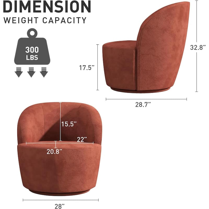 Swivel Barrel Round Comfy Accent Chair for Living Room