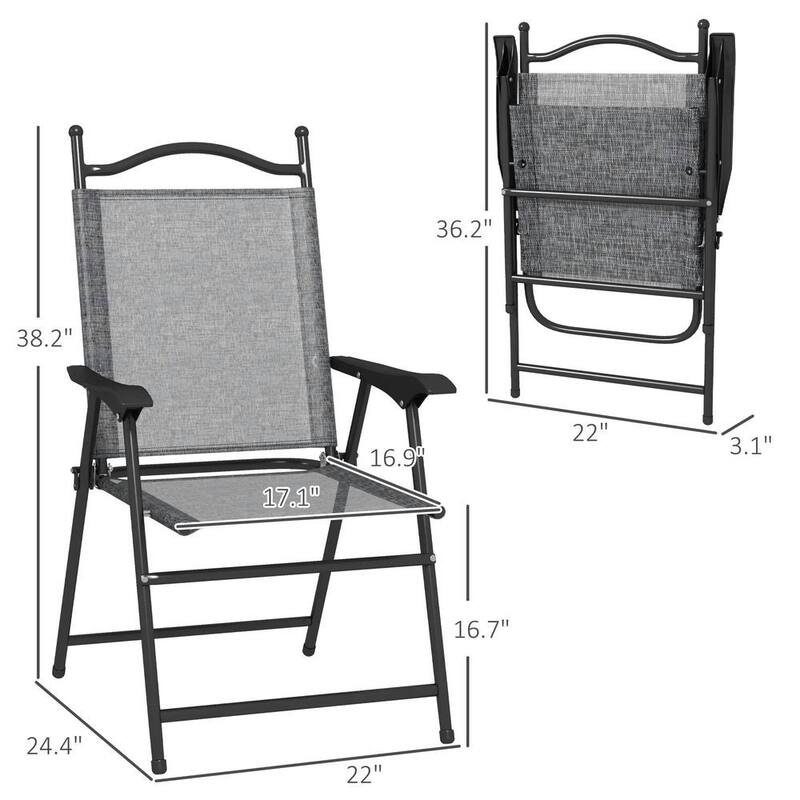 4-Piece Folding Camping Chair Set, Mesh Seats, Armrests for Lawn Patio