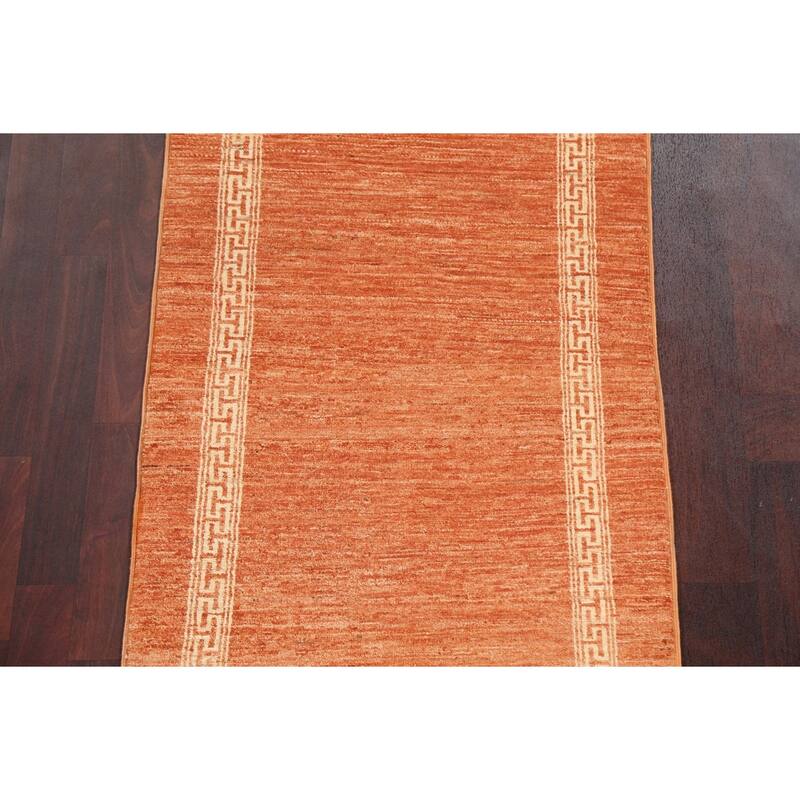 Orange Gabbeh Kashkoli Oriental Runner Rug Hand-knotted Wool Carpet - 2'7" x 9'2"