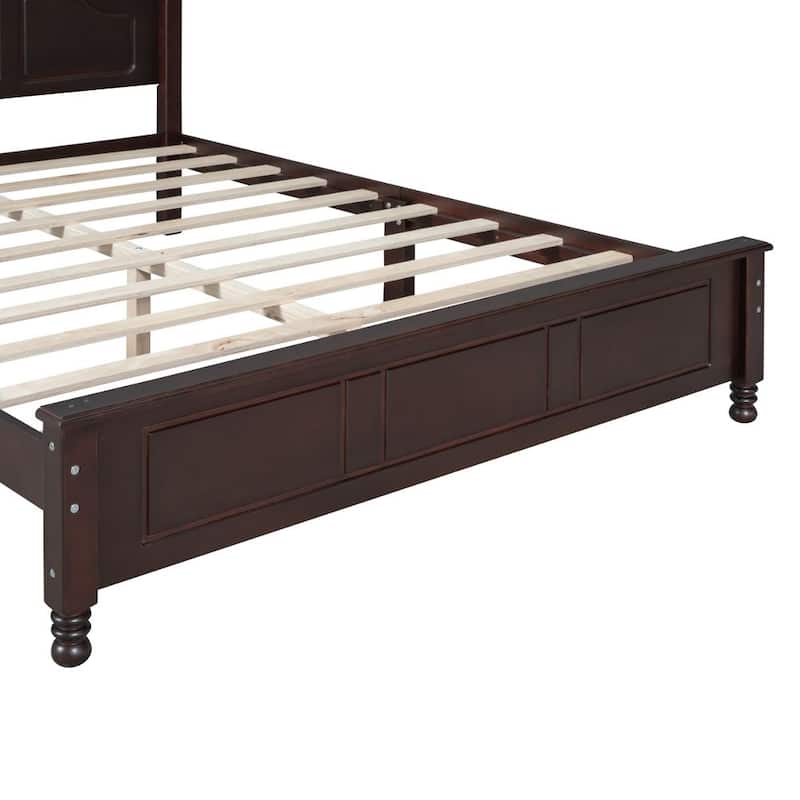 Queen Size Wood Platform Bed Frame,Retro Style Platform Bed