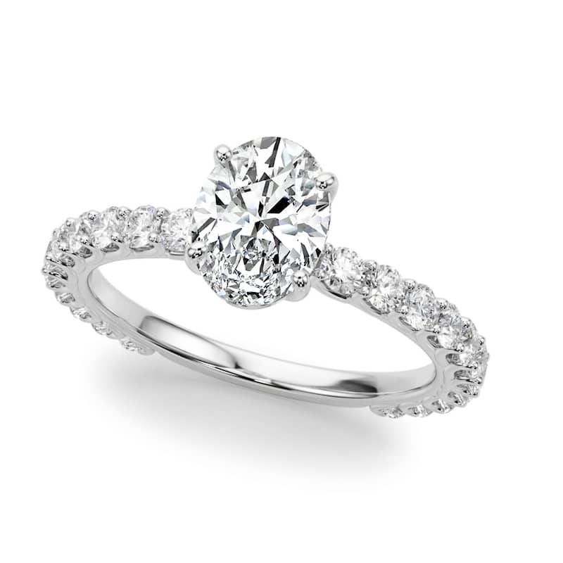 Auriya 14k White Gold Lab Grown Oval Diamond Engagement Ring 0.50 to 5.00 ct. tw. (F-G VS) - 2.50 ct. center - 4.5
