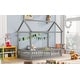 preview thumbnail 5 of 6, Gray Pine Wood House Bed with Fence, Door, and Solid Construction