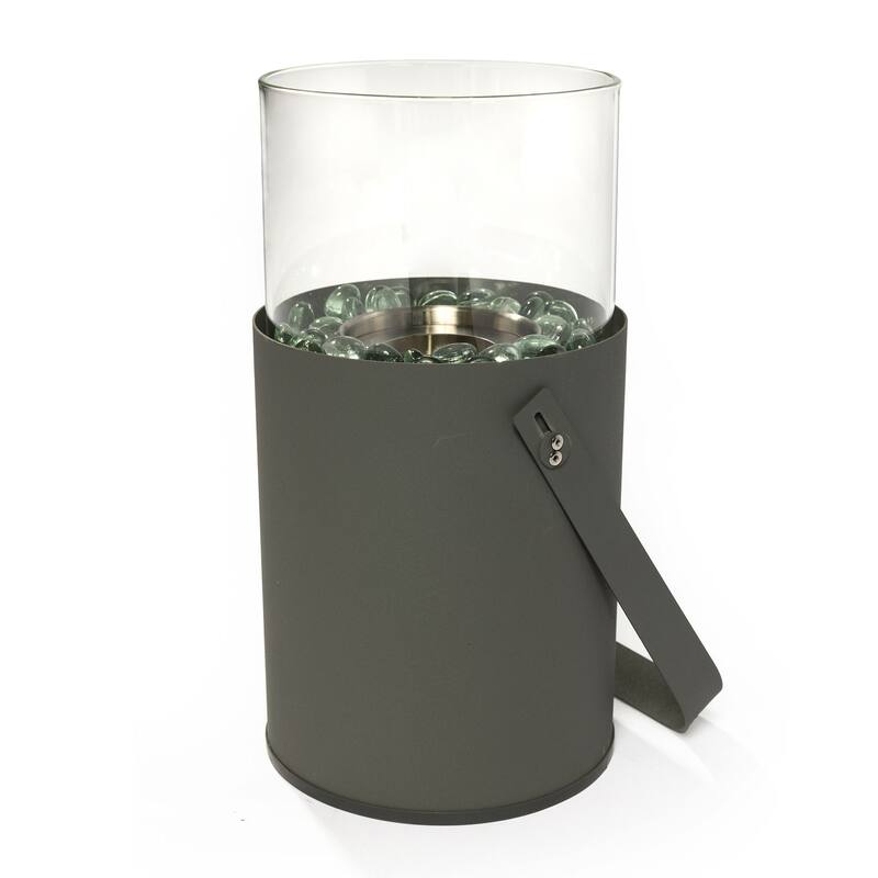 6.3 in. W x 6.3 in. D x 11.8 in. H Round Gel Burning Outdoor Portable Mini Fire Pit