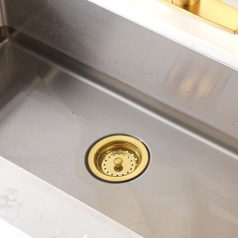 Luxier KS01 3-1/2 in. Drop-In Kitchen or Bar Sink Basket Strainer - Brushed Gold