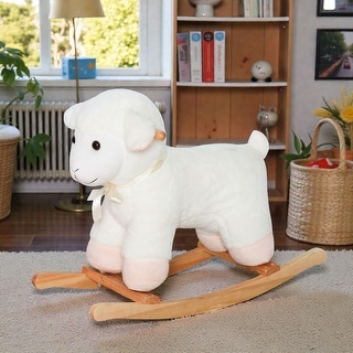 Sheep Rocking Toys Lamb Rocking Horse Plush Sheep Ride On Toy with Wooden Rocker Nursery ...