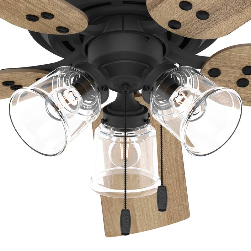 Hunter 52" Shady Grove Ceiling Fan with LED Light Kit/ Pull Chain, Standard or Flush Mount - Casual, Transitional